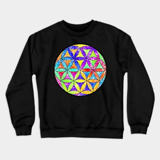 Rainbow Geometric Circle Flower Mandala - Color Shift Crewneck Sweatshirt